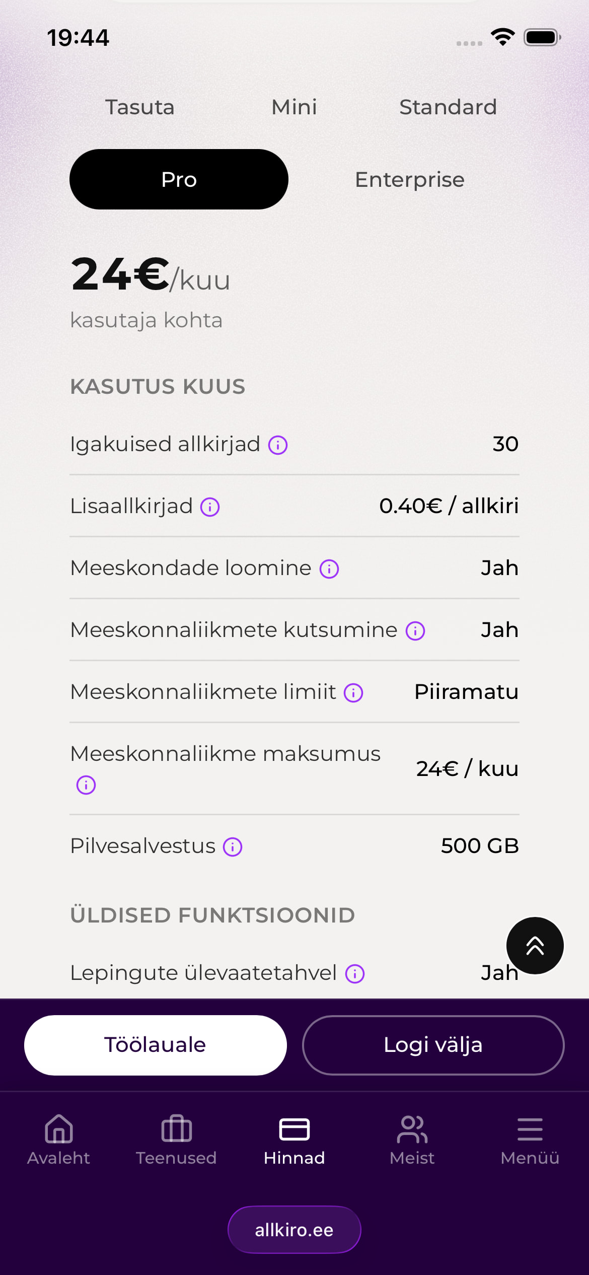 Pakett iga etapi jaoks