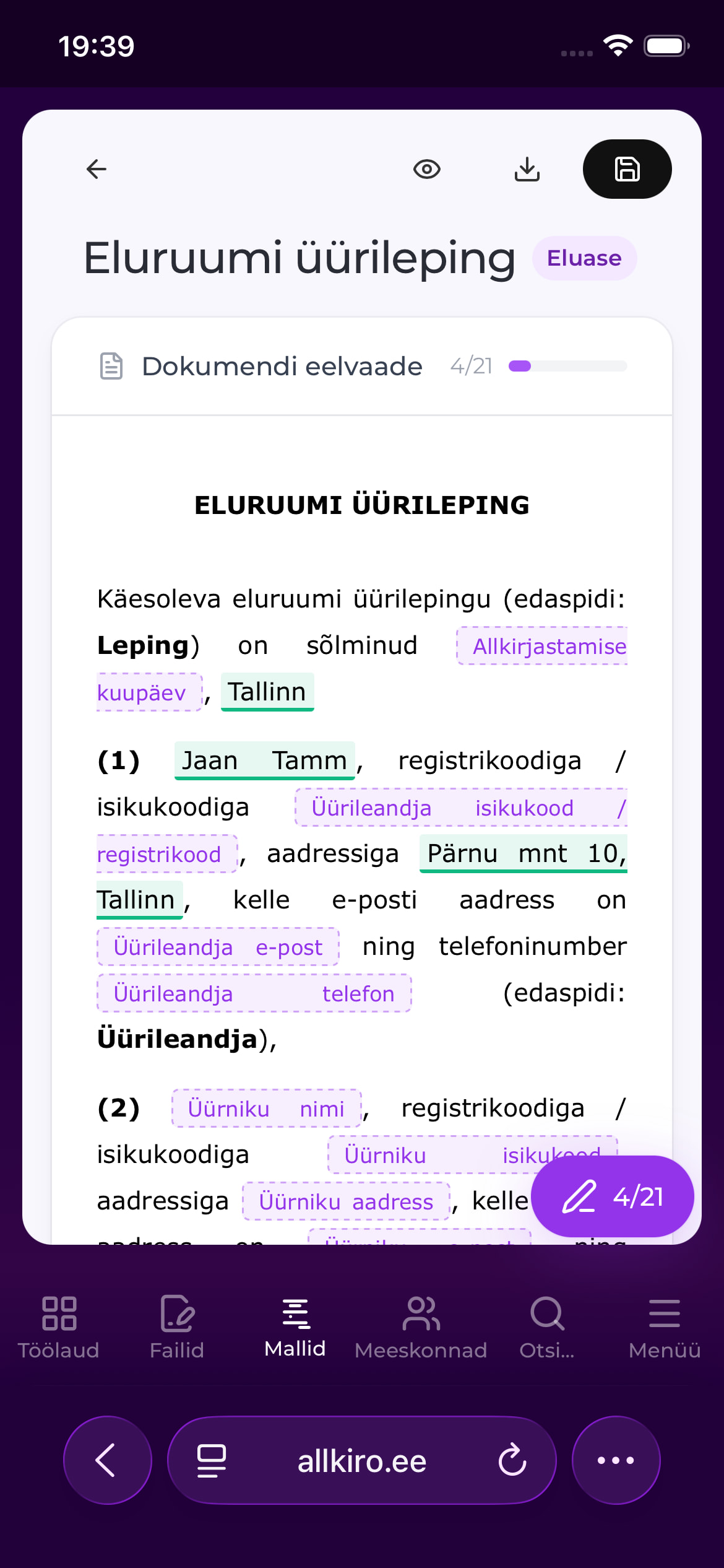 Dokumendimallid
